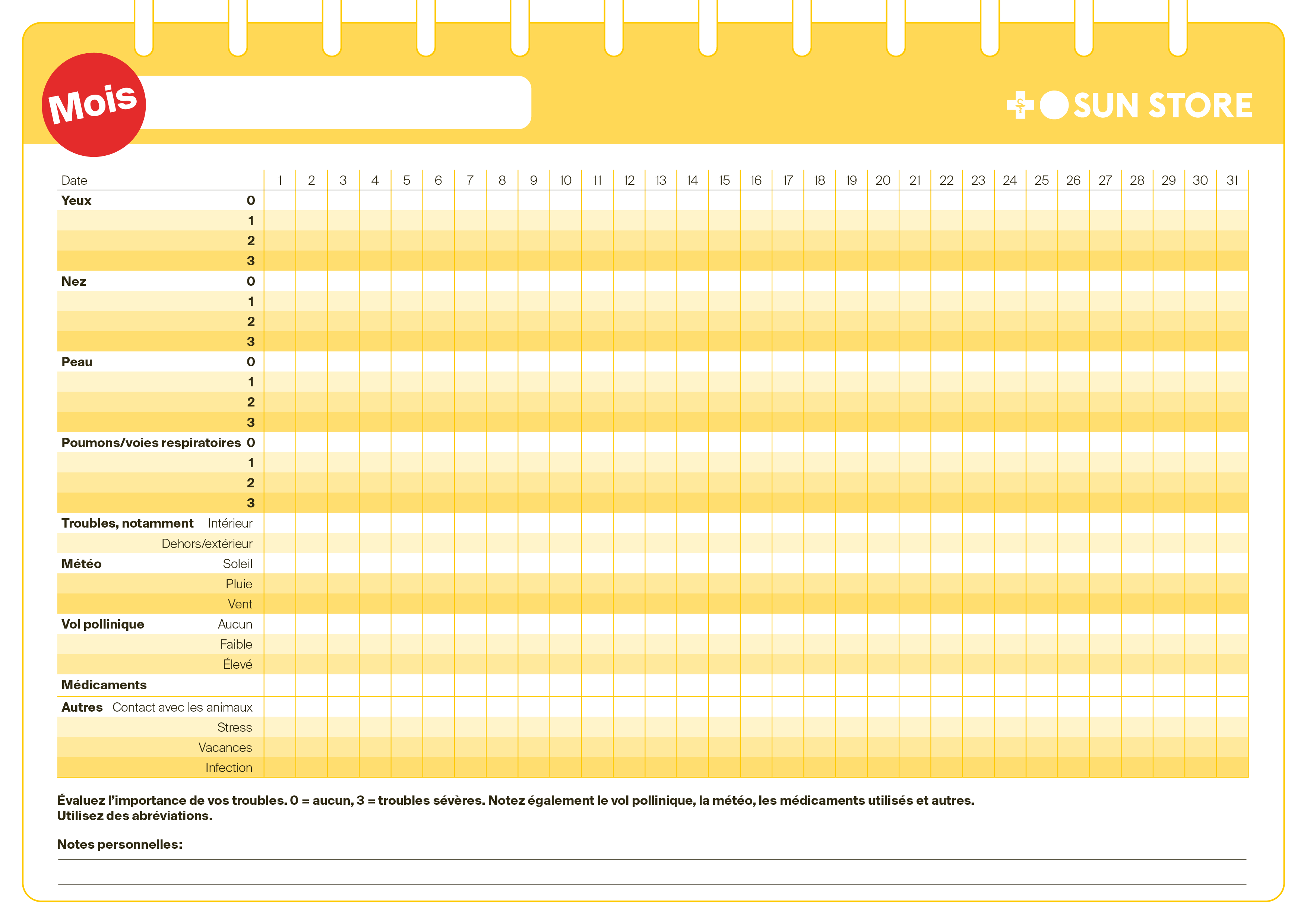 Journal des symptômes FR