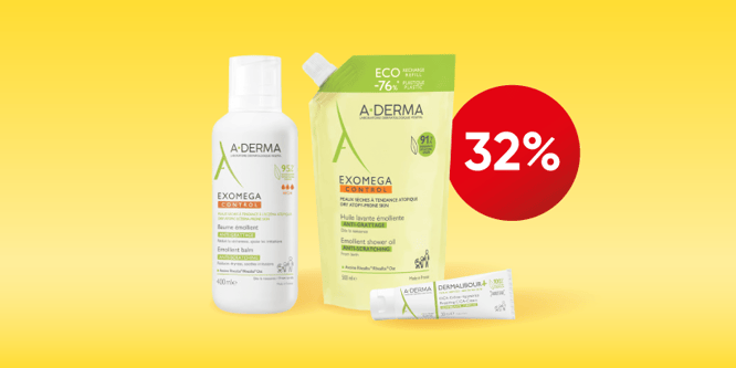 Produits de soin A-Derma pour les peaux sensibles et sèches avec jusqu’à 32% de rabais pour les membres Sunclub Premium.