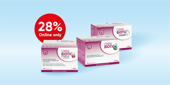 Produits Omni-Biotic avec 20% de rabais dans la boutique en ligne Sun Store, 28% de rabais avec Sunclub Premium