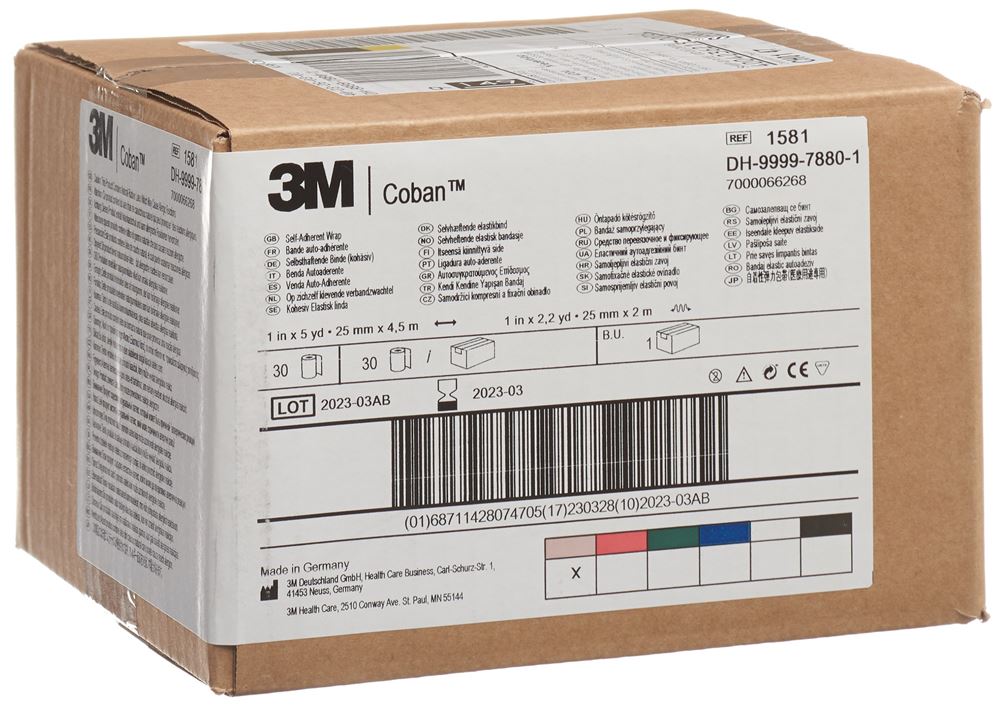 3M Coban Elastische Binde selbsthaftend 2.6cmx4.57m hautfarben 30 Stk