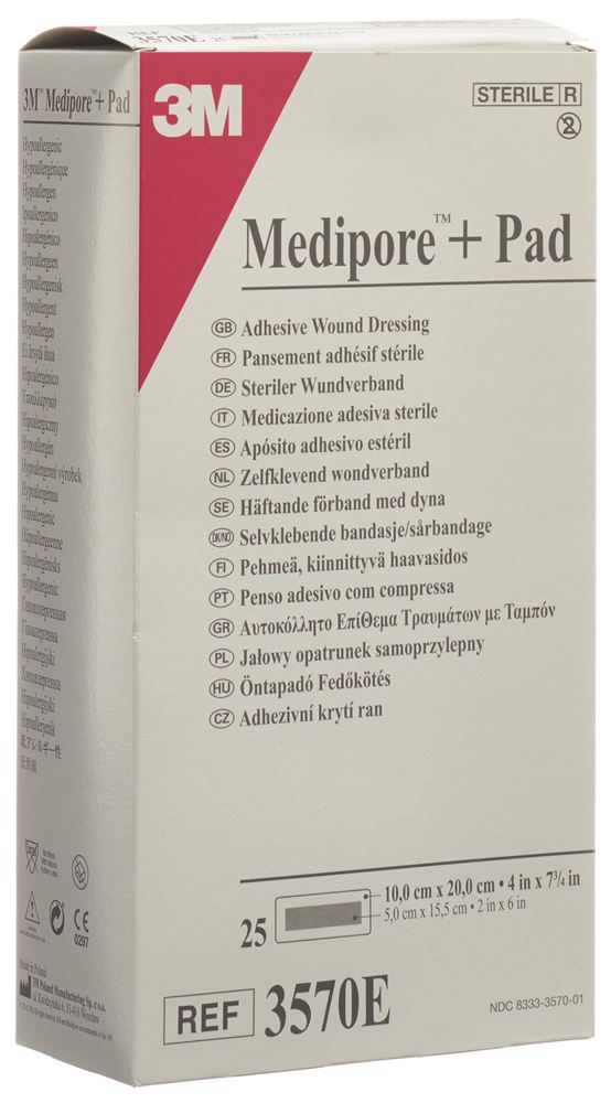 3M Medipore+Pad 10x20cm Wundkissen 5×15.5cm 25 Stk