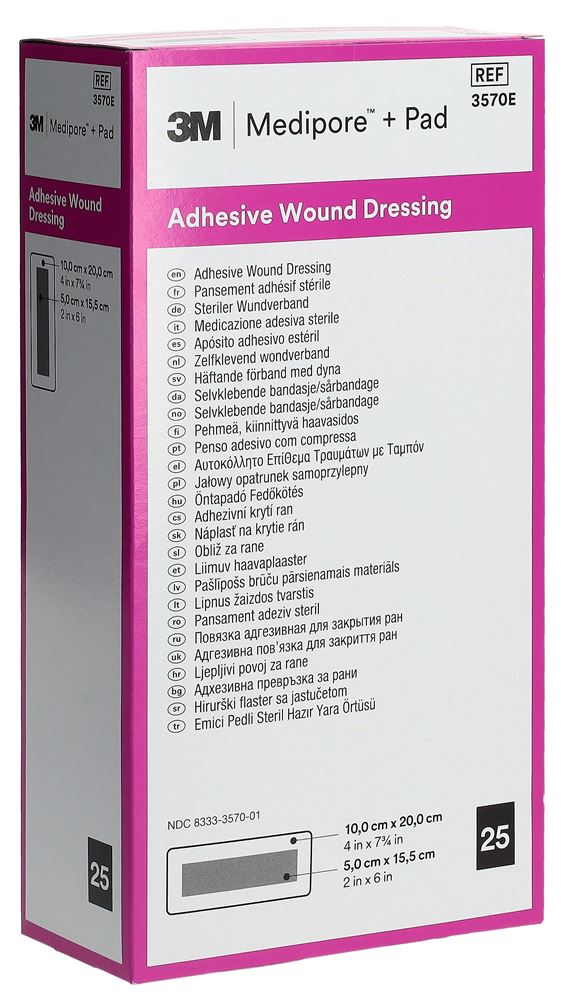 3M Medipore+Pad 10x20cm Wundkissen 5x15.5cm 25 Stk