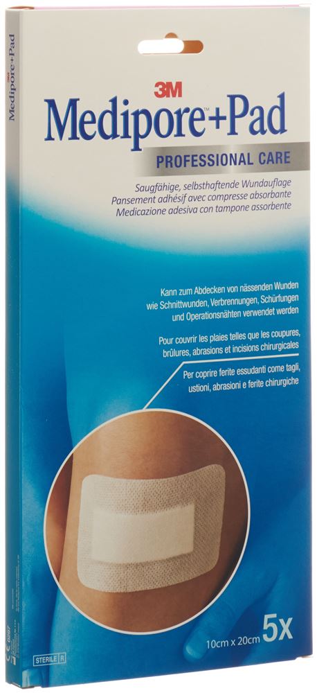 3M Medipore+Pad 10x20cm Wundkissen 5×15.5cm 5 Stk