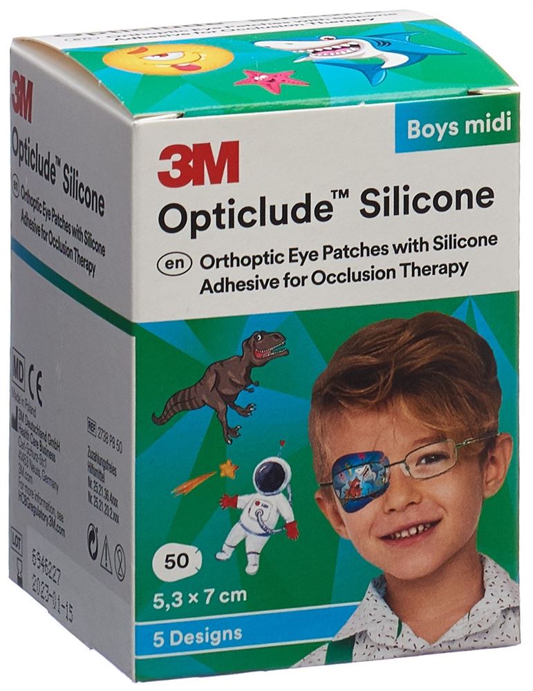 3M Opticlude Silicone Augenverband 5.3x7cm Midi Boys 50 Stk
