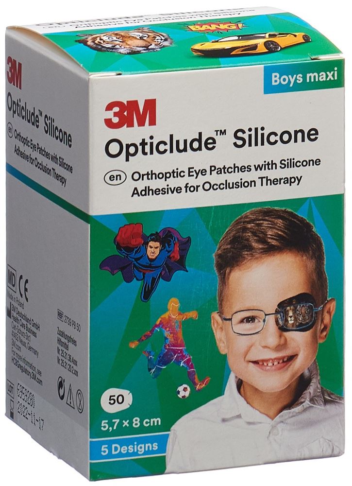 3M Opticlude Silicone Augenverband 5.7x8cm Maxi Boys 50 Stk