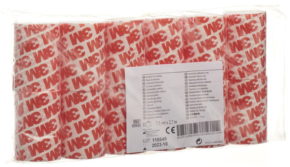 3M Polsterwatte 7.5cmx2.7m Rolle 12 Stk