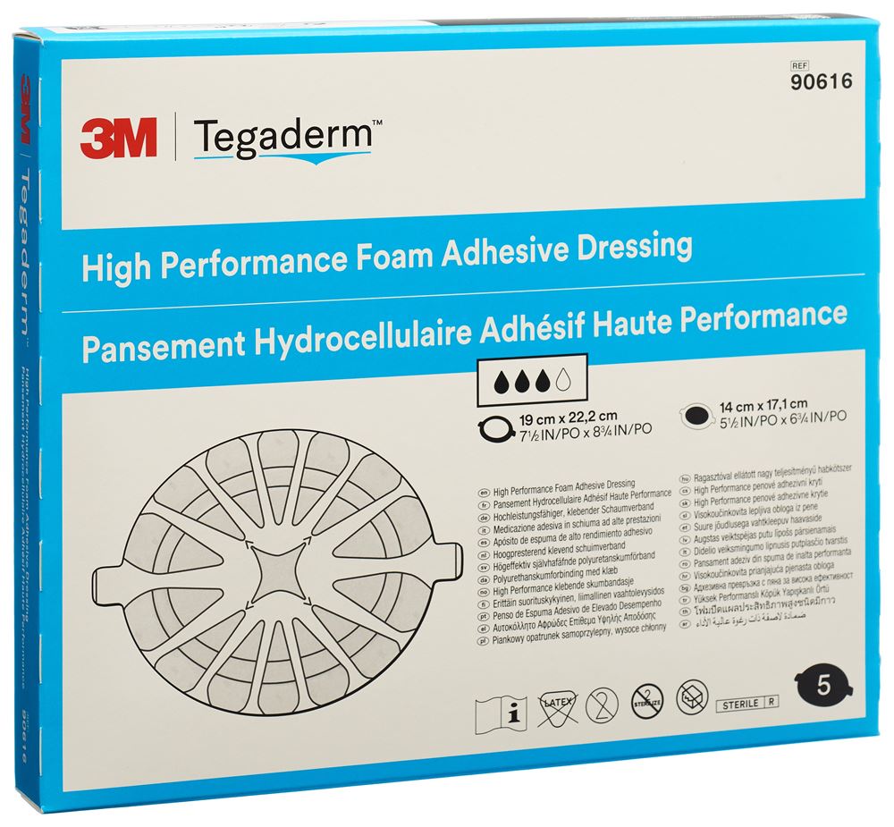 3M Tegaderm Foam HP Schaumkompresse 14×17.1cm adhesive 5 Stk
