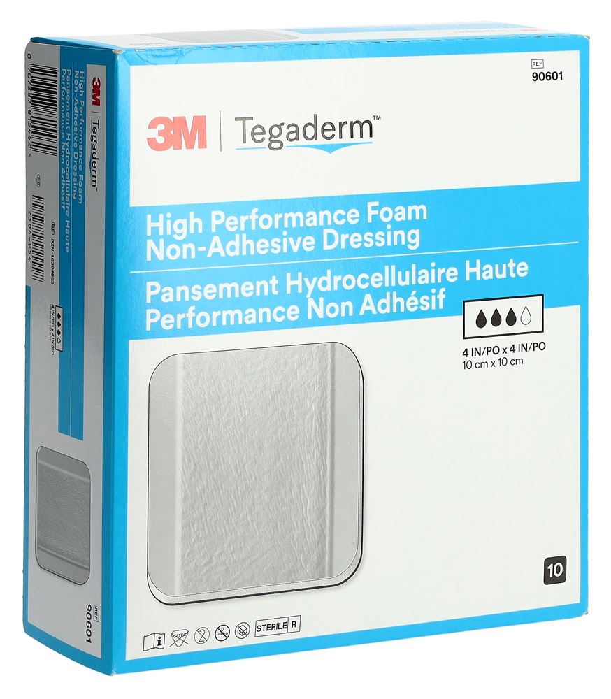 3M Tegaderm High Performance Foam Schaumkompresse 10x10cm non adhäsiv 10 Stk