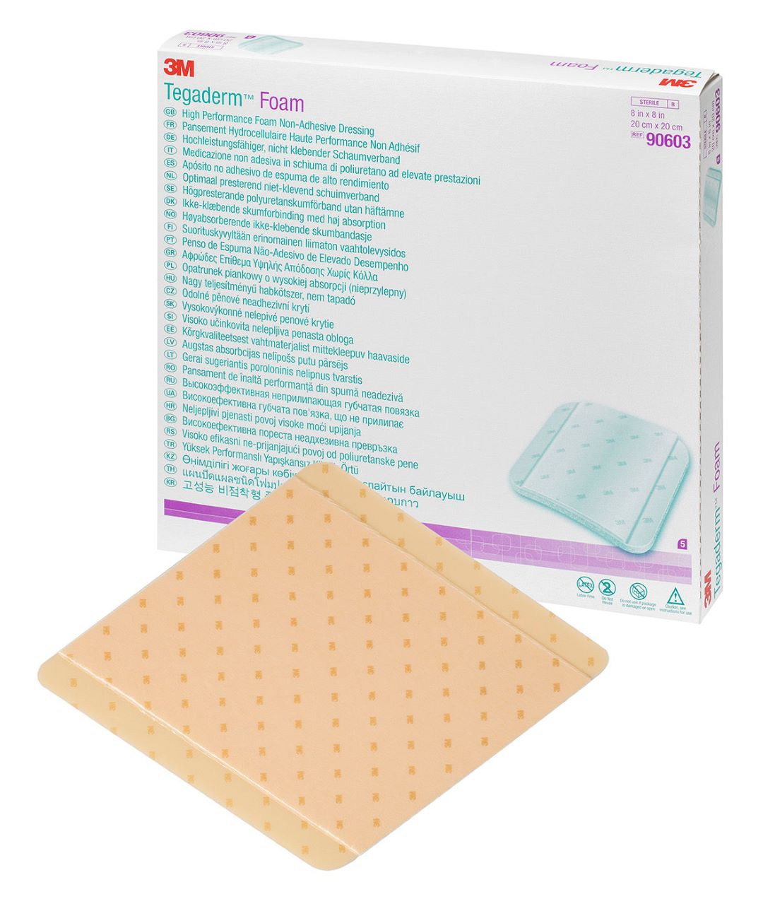 3M Tegaderm High Performance Foam Schaumkompresse 20x20cm non adhäsiv 5 Stk