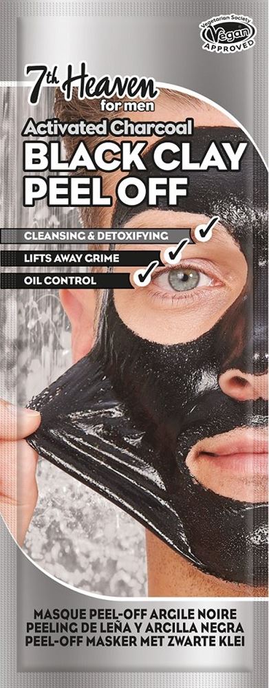 7th Heaven Peel-Off Mask Men's Activated Charcoal Black Clay 10 ml
