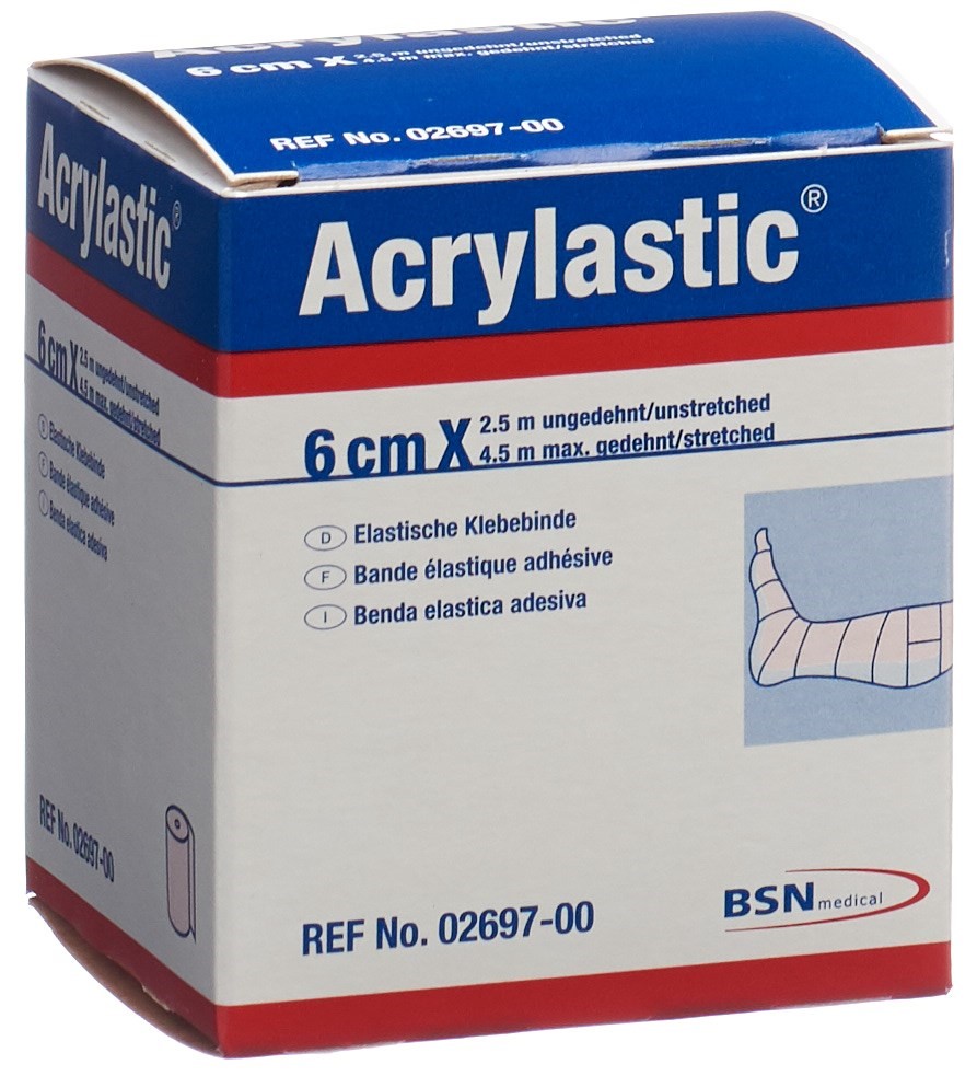 Acrylastic Pflasterbinde 2.5mx6cm elastisch