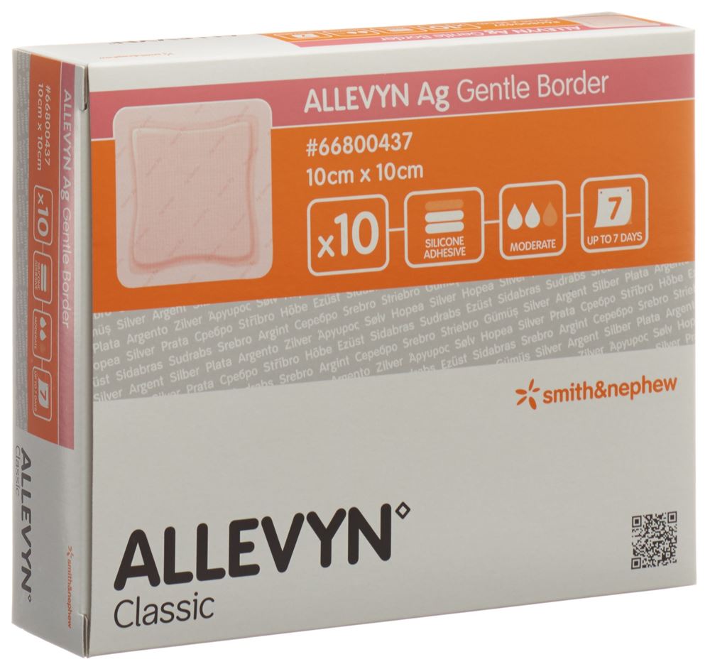 Allevyn AG Gentle Border Wundverband 10x10cm 10 Stk