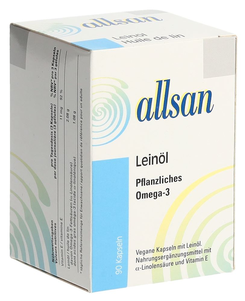 Allsan Leinöl Pflanzlich Kapseln 90 Stück