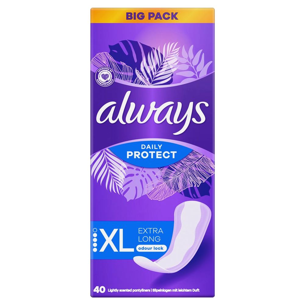 always Slipeinlage Daily Protect Extra Long mit leichtem Duft BigPack 40 Stk