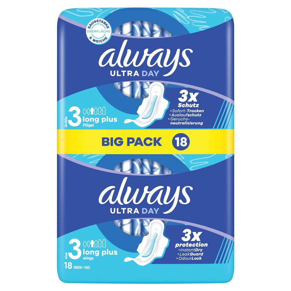 always Ultra Binde Long Plus mit Flügeln BigPack 18 Stk