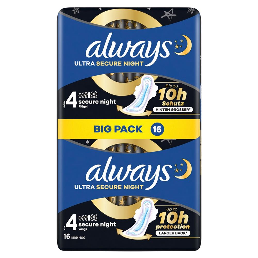always Ultra Binde Secure Night mit Flügeln BigPack 16 Stk