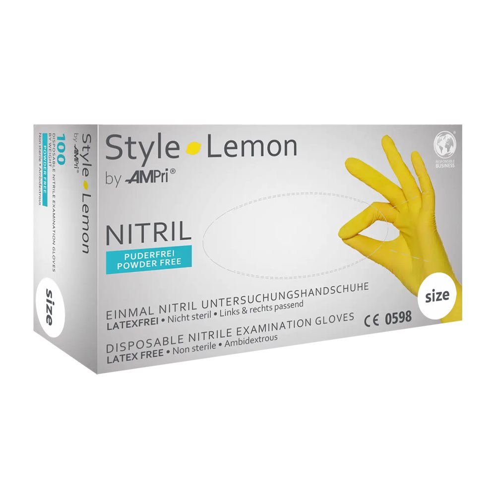 Ampri Nitril Einweg Handschuhe Style S latexfrei Lemon Box 100 Stk