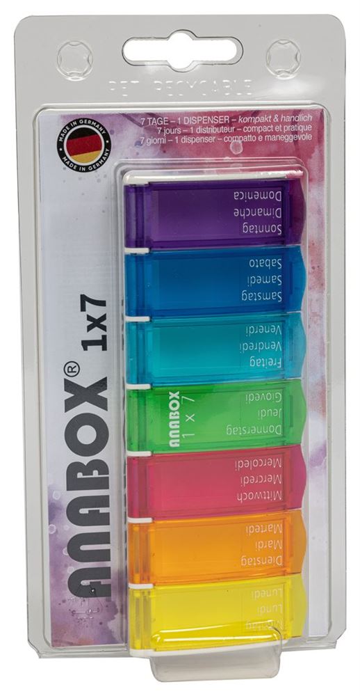 Anabox Medidispenser 1×7 bunt deutsch/französisch/italienisch im Blister