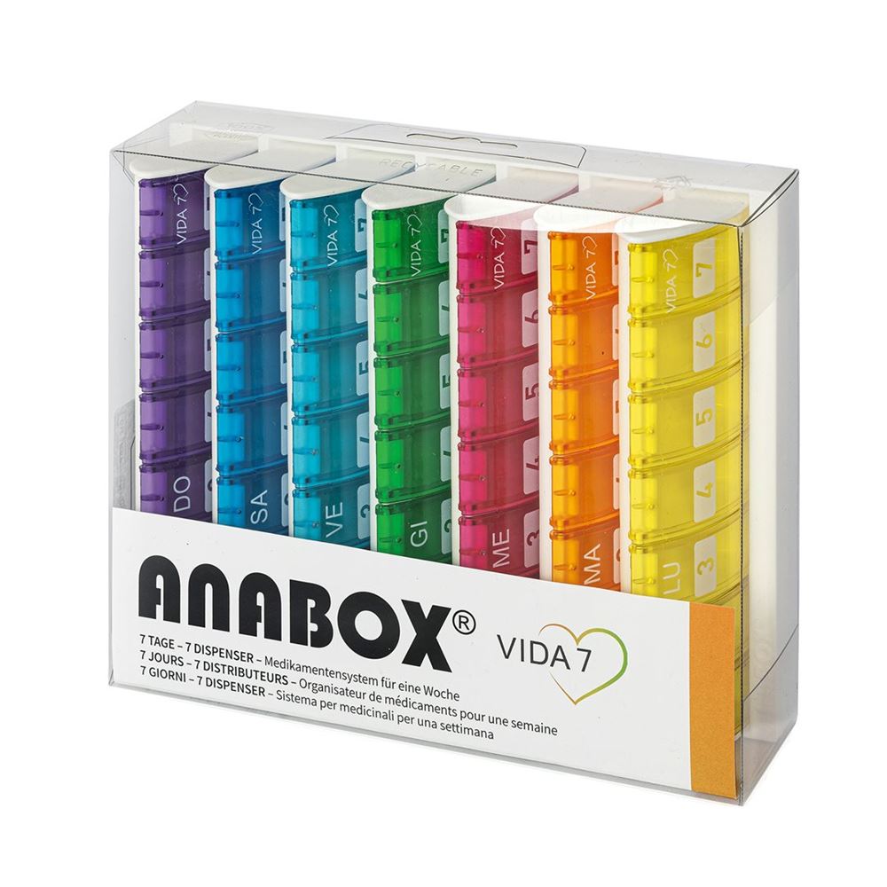 Anabox Medidispenser 7 Tage Vida 7 7 Fächer/Tag deutsch/französisch/italienisch Box