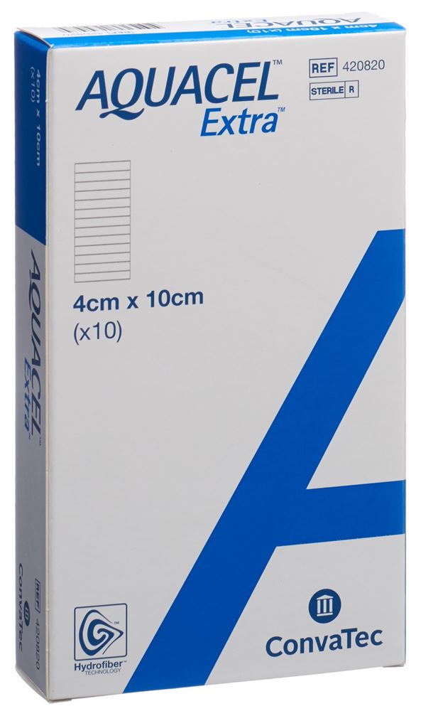 Aquacel Extra Hydrofiber Verband 4x10cm 10 Stk