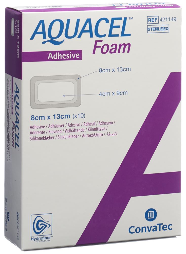 Aquacel Foam Schaumverband adhäsiv 8x13cm 10 Stk
