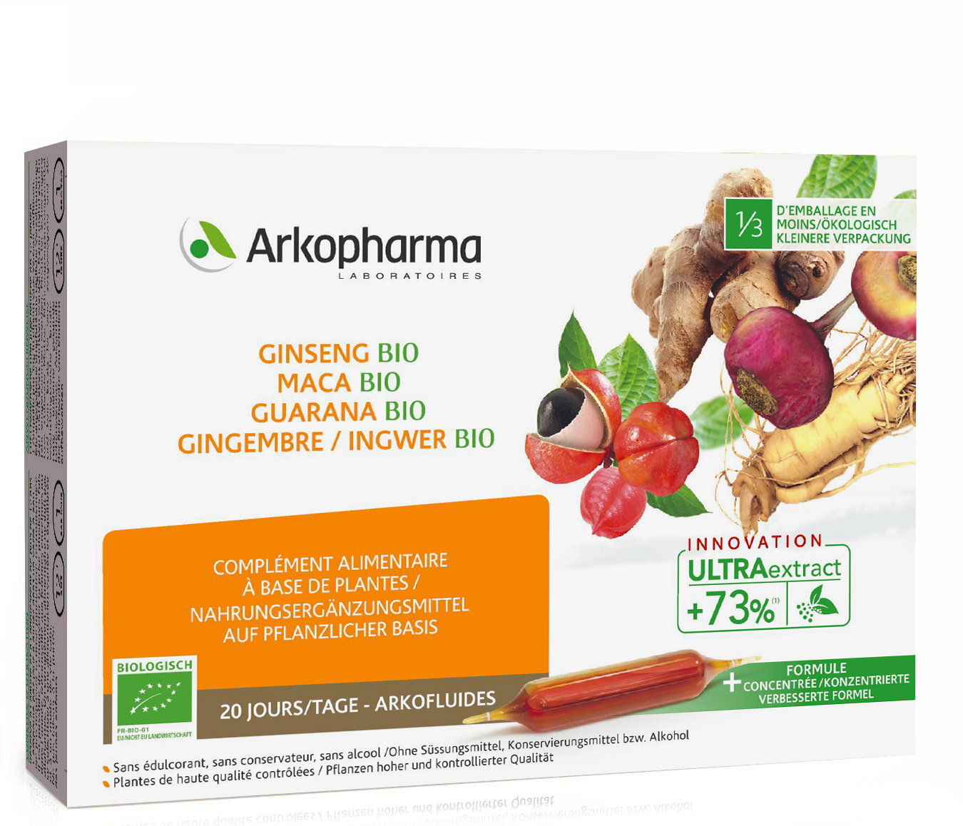 Arkofluide Ginseng-Maca-Guarana-Ingwer Trinkamp Bio 20 Stk