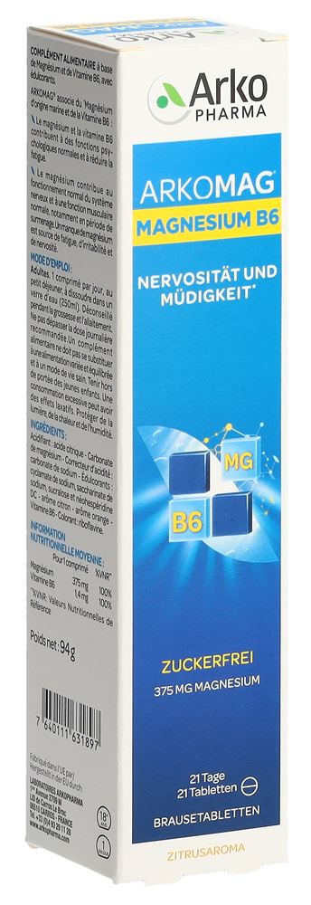 Arkomag Magnesium + B6 Brausetabl Ds 21 Stk