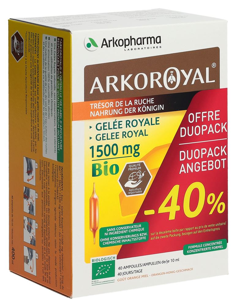 Arkoroyal Gelée Royale Trinkamp 1500 mg Bio Duo 2 x 20 Stk