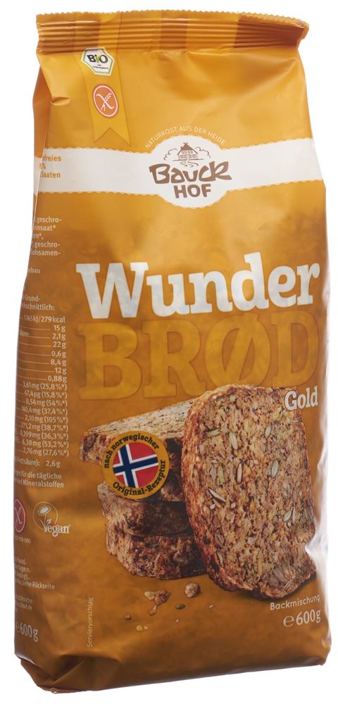 Bauckhof Wunderbrot Gold Mit Kurkuma Glutenfrei Beutel 600 G
