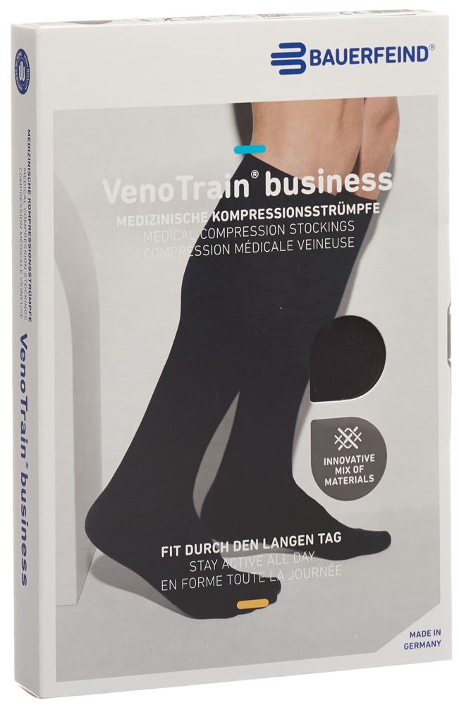 Bauerfeind VenoTrain Business Kkl2 AD M foot long normal/short geschlossene Fussspitze schwarz 1 Paar