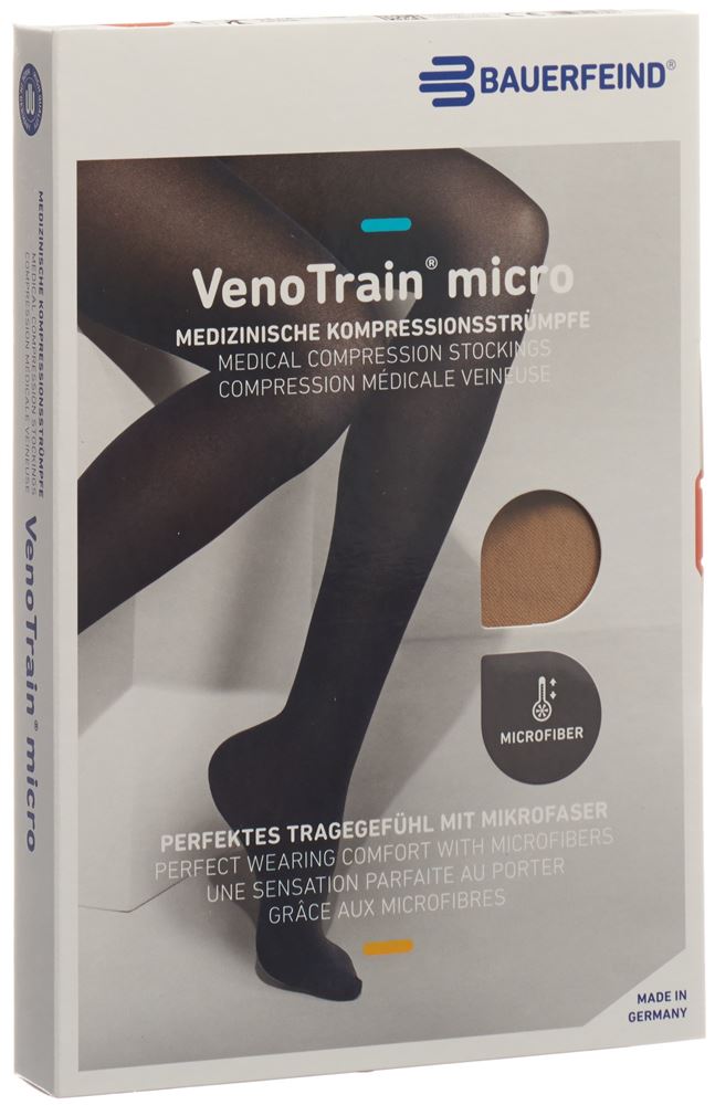 Bauerfeind VenoTrain Micro Kkl2 AD L plus/long offene Fussspitze caramel 1 Paar