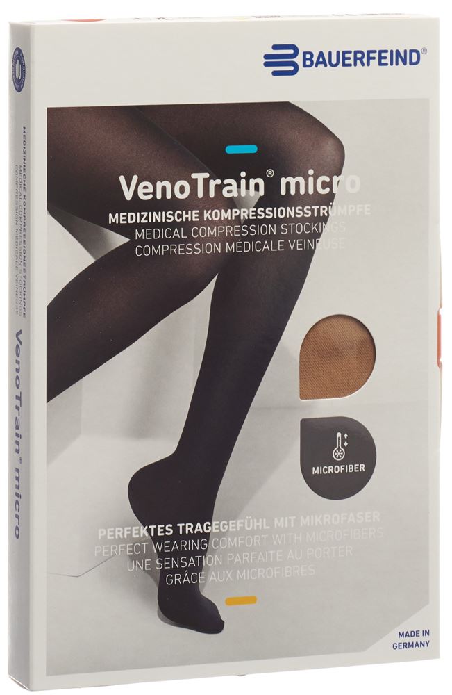 Bauerfeind VenoTrain Micro Kkl2 AD L plus/short offene Fussspitze caramel 1 Paar