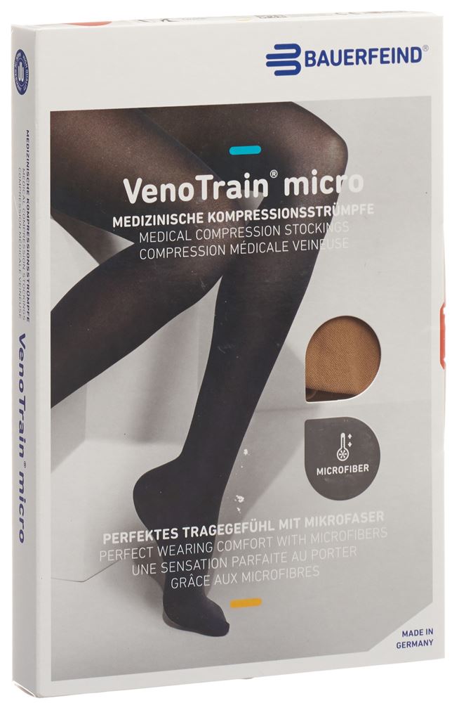 Bauerfeind VenoTrain Micro Kkl2 AD M normal/long geschlossene Fussspitze caramel 1 Paar