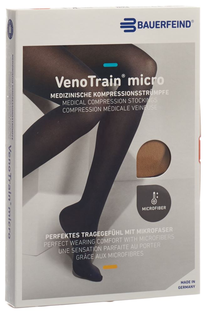 Bauerfeind VenoTrain Micro Kkl2 AD M plus/long geschlossene Fussspitze caramel 1 Paar