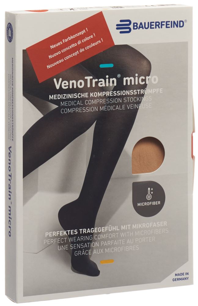 Bauerfeind VenoTrain Micro Kkl2 AD M plus/long offene Fussspitze creme 1 Paar