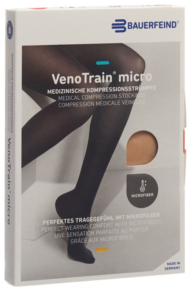 Bauerfeind VenoTrain Micro Kkl2 AD XL normal/short geschlossene Fussspitze creme 1 Paar