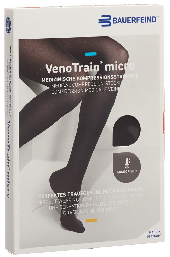 Bauerfeind VenoTrain Micro Kkl2 AD XL plus/short geschlossene Fussspitze schwarz 1 Paar