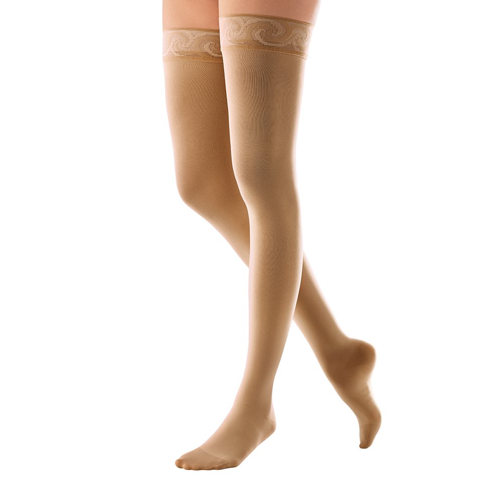 Bauerfeind VenoTrain Micro Kkl2 AG M plus/long geschlossene Fussspitze Spitzenhaftband caramel 1 Paar