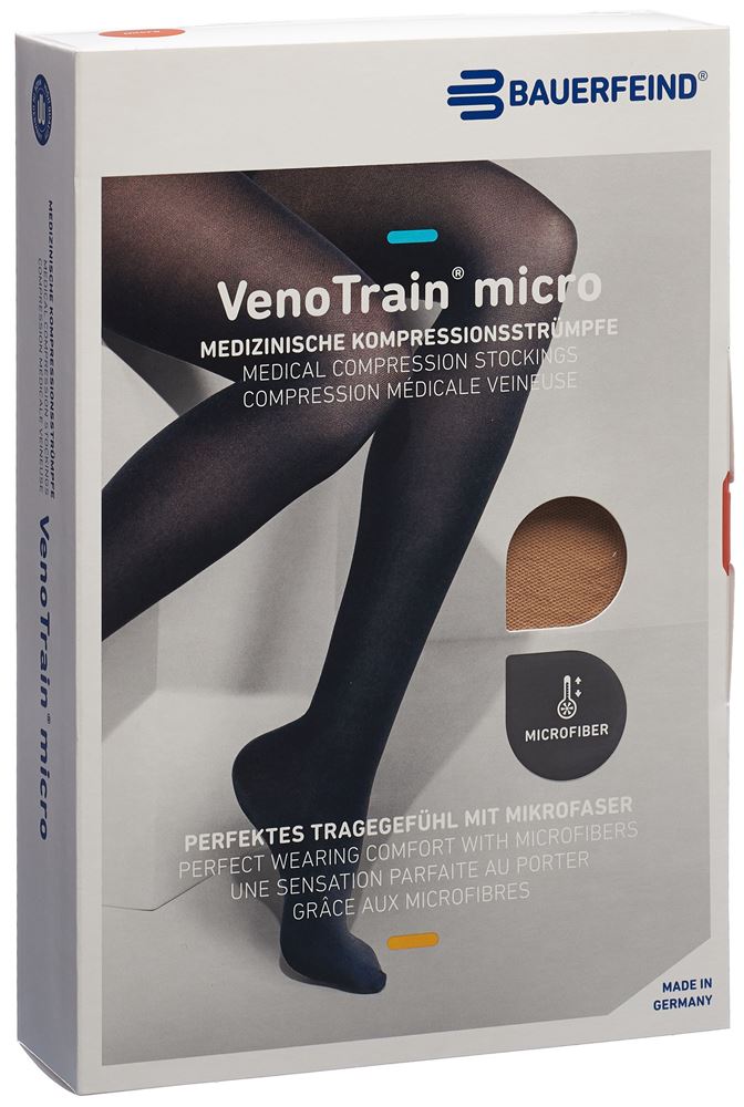 Bauerfeind VenoTrain Micro Kkl2 ATU M plus/long offene Fussspitze creme