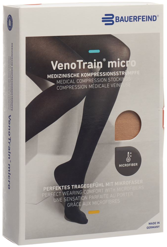 Bauerfeind VenoTrain Micro Kkl2 ATU S plus/long geschlossene Fussspitze creme
