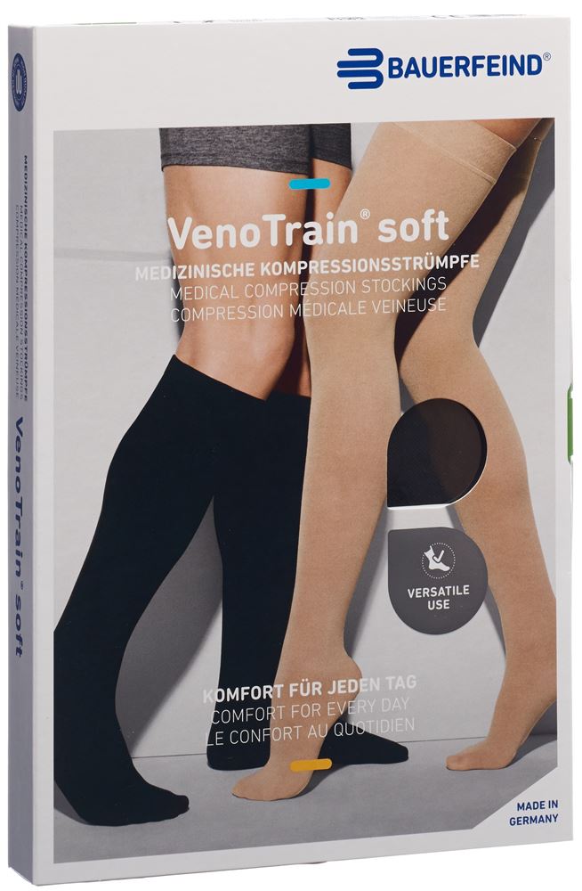 Bauerfeind VenoTrain Soft Kkl2 AD L normal/short offene Fussspitze schwarz 1 Paar