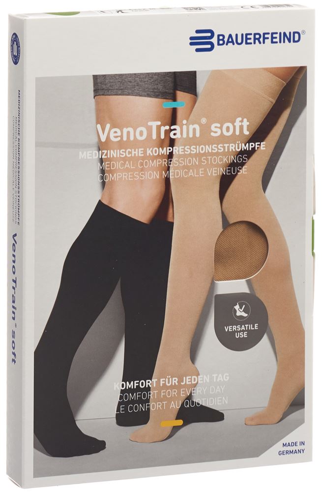 Bauerfeind VenoTrain Soft Kkl2 AD S normal/short offene Fussspitze caramel 1 Paar