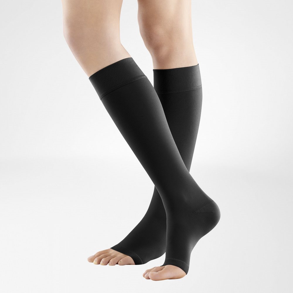 Bauerfeind VenoTrain Soft Kkl2 AD S normal/short offene Fussspitze Noppenhaftband 3cm schwarz 1 Paar