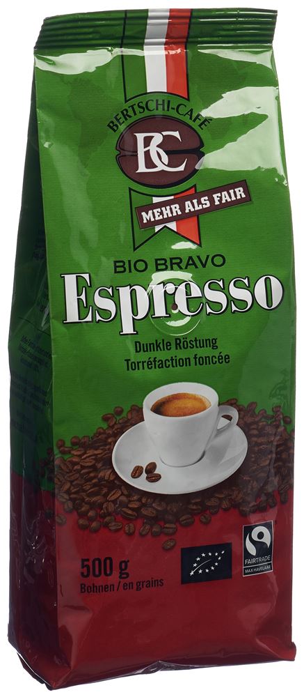 BC Bertschi Café Bio Bravo Bohnenkaffee Espresso ganz 500 g