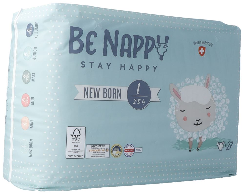 BE Nappy Windeln Gr1 2-5kg New Born 27 Stk