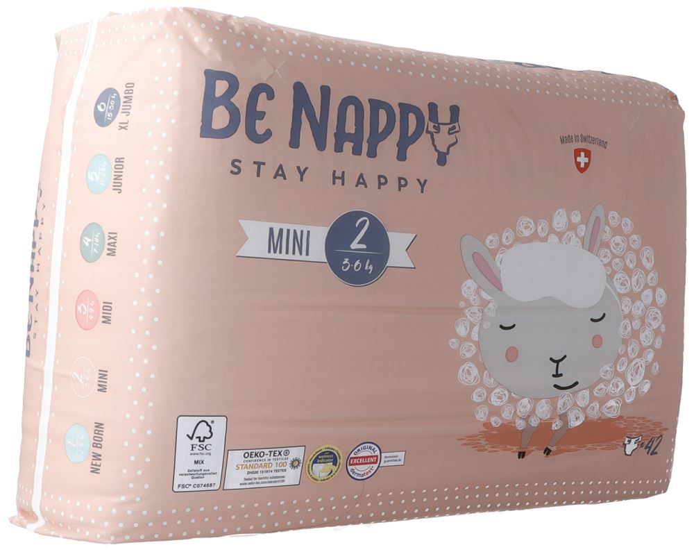 BE Nappy Windeln Gr2 3-6kg Mini 42 Stk