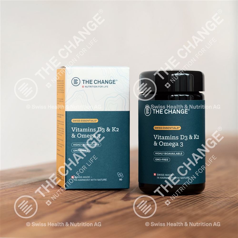 BE THE Change Vitamins D3 & K2 & Omega 3 Kaps Glas 90 Stk