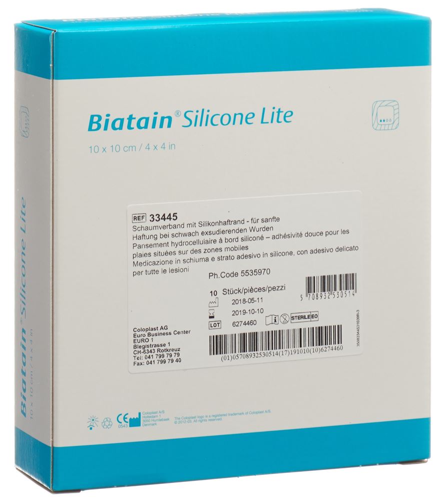 Biatain Silicone Lite Schaumverband 10x10cm 10 Stk