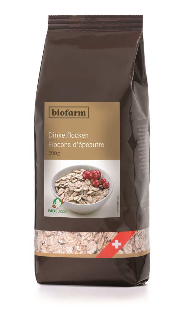 Biofarm Dinkelflocken Knospe Beutel 500 G