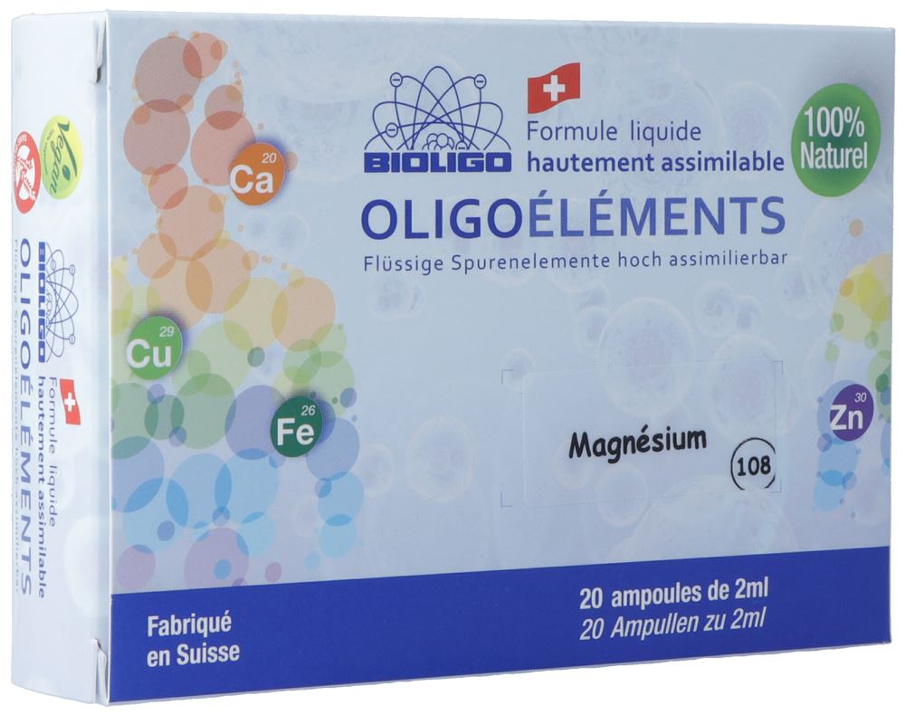 Bioligo Magnésium formule liquide ionisée sans alcool 20 Amp 2 ml